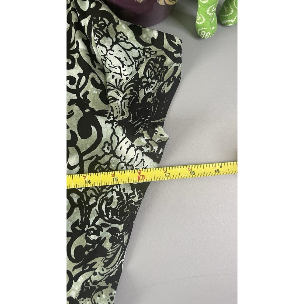 Connected Apparel Paisley Y2K Midi Shift Dress Floral Green Black Women's Size 6 - Picture 10 of 12